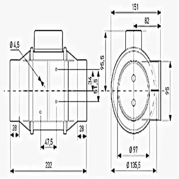 Розміри канальні вентилятори Soler&Palau TD-160/100 NT SILENT, фото - 3